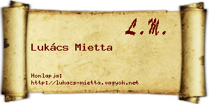Lukács Mietta névjegykártya